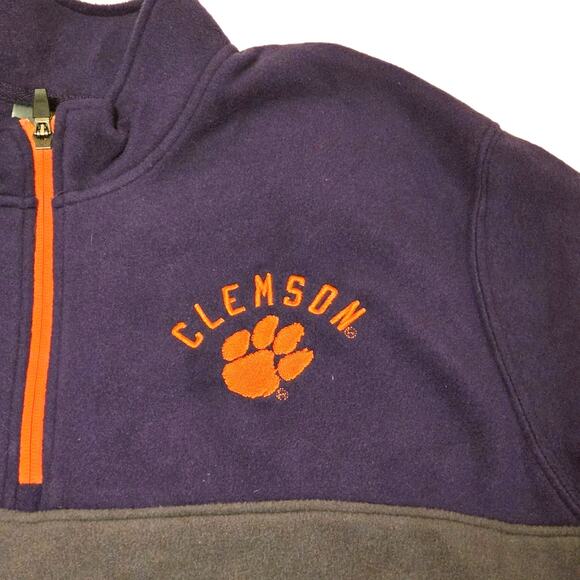 Mens XL Clemson Tigers Purple Orange Fleece 1/4 Zip Pullover College Football - Picture 3 of 12